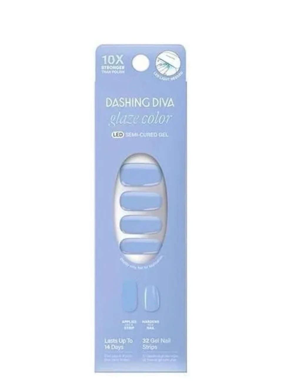 Dashing Diva Glaze Color LED Gel Nail Strips - Light Blue